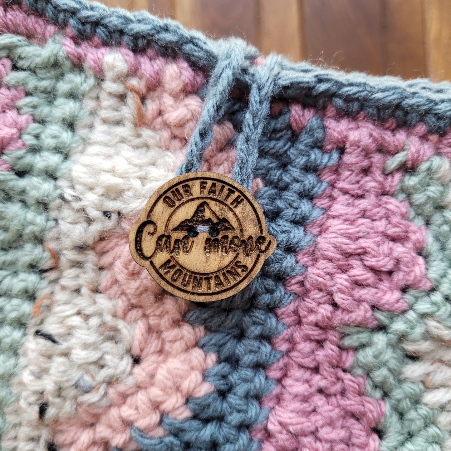 "Faith Can Move Mountains" Wood Button/Charm (set of 10)