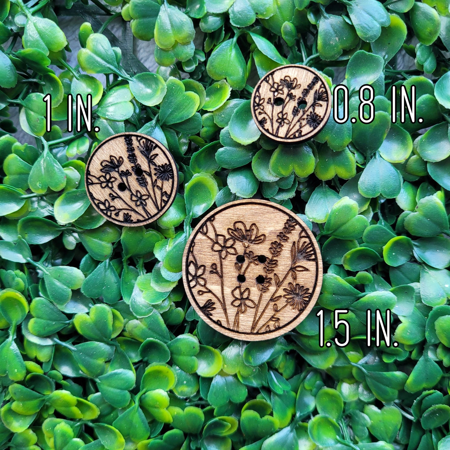 Wildflower Wooden Buttons (set of 9)
