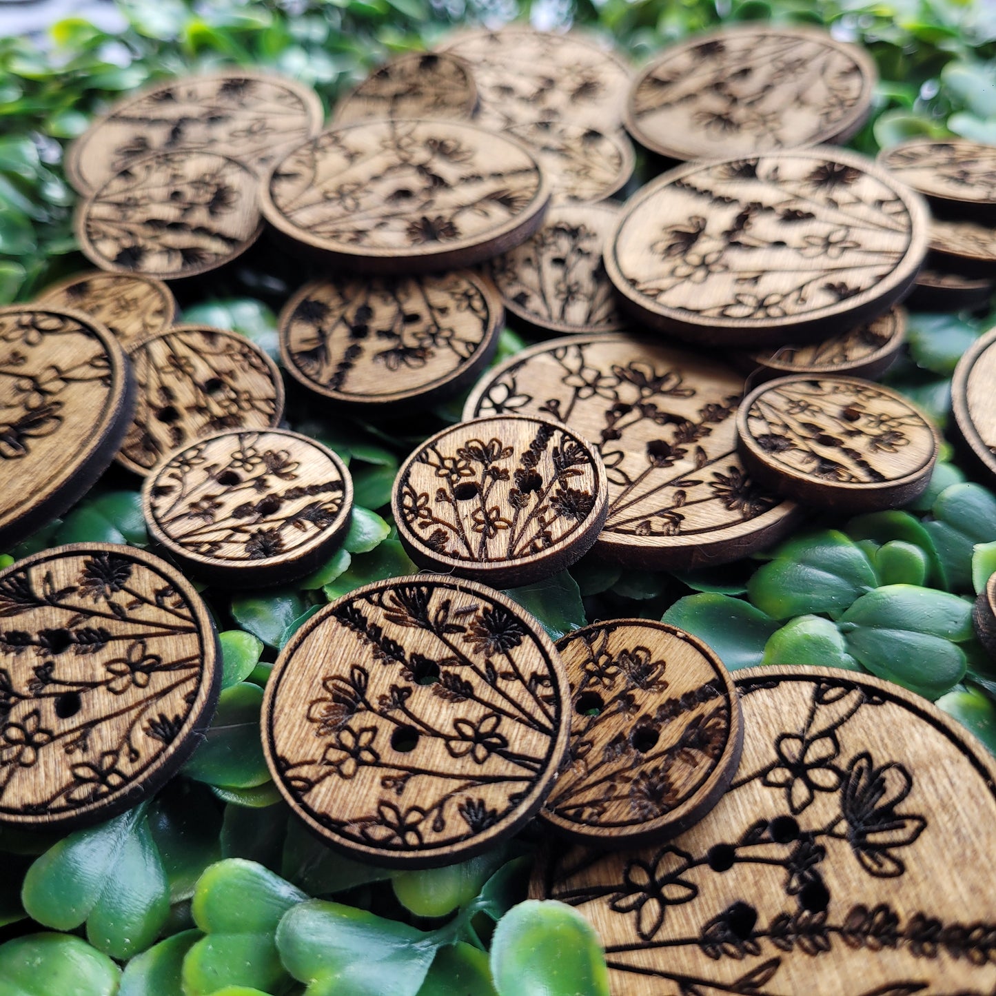 Wildflower Wooden Buttons (set of 9)