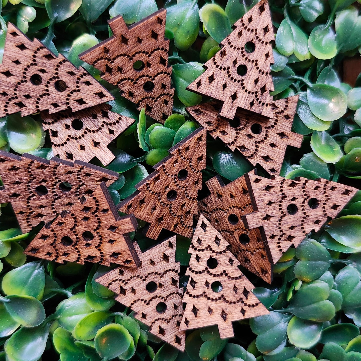Wooden Holiday Buttons (set of 12)