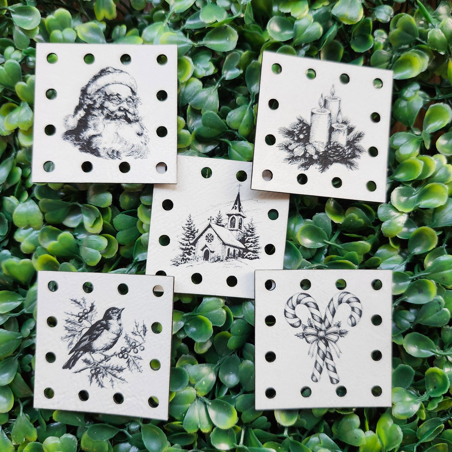 Vintage Christmas Square Patches (set of 10)